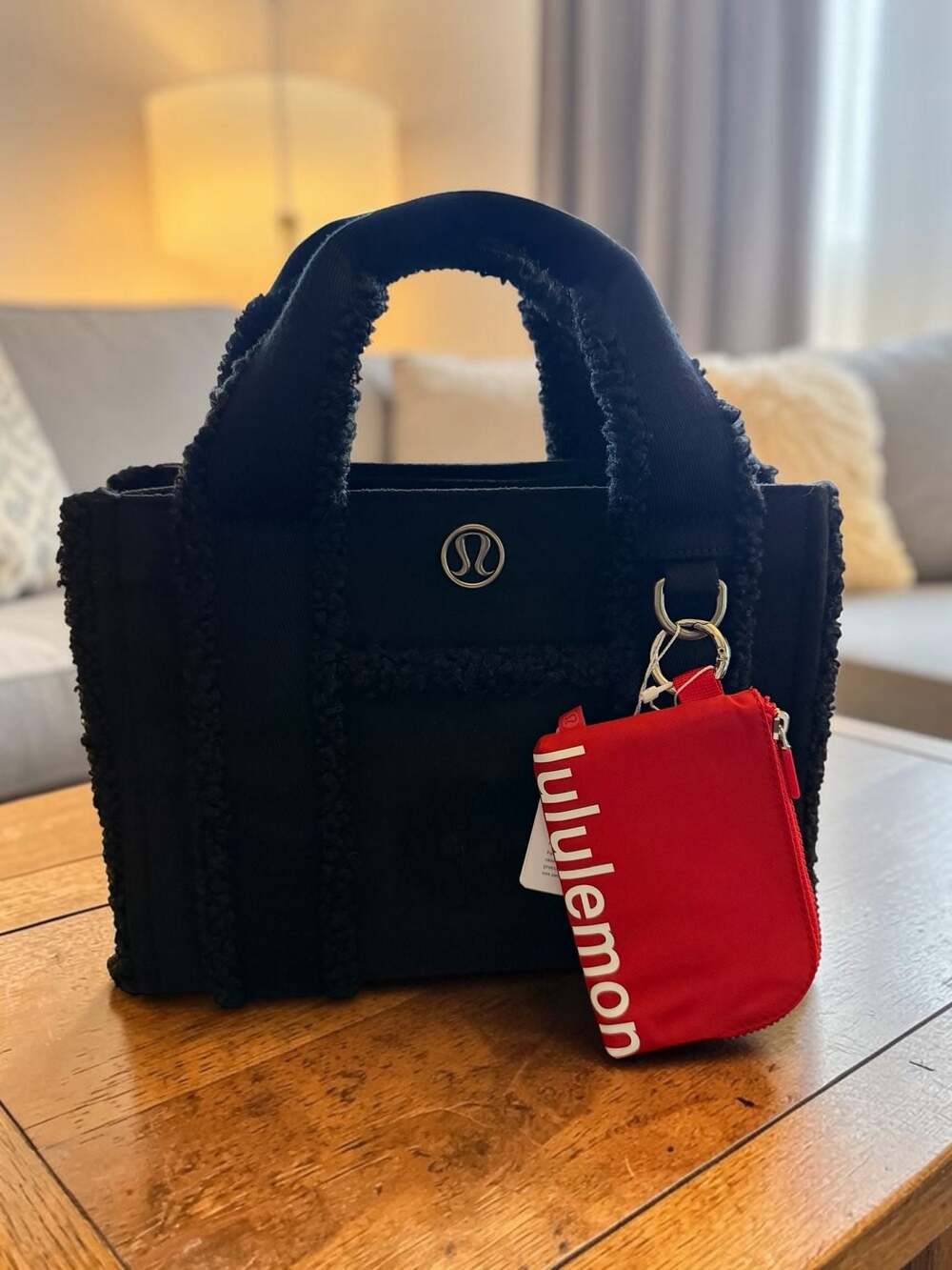 Lululemon Boxy Mini Tote Black With Fur